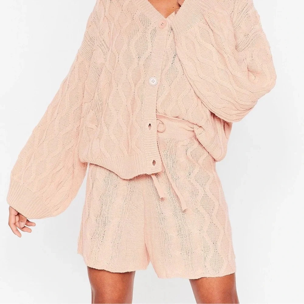 Nasty Gal Shorts Cable Knit Sweater Bottoms Pink Size Medium